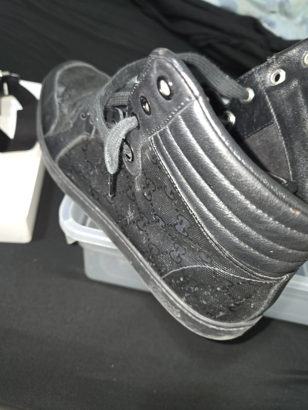 Gucci Black Monogram High-Top Sneakers - photo 2