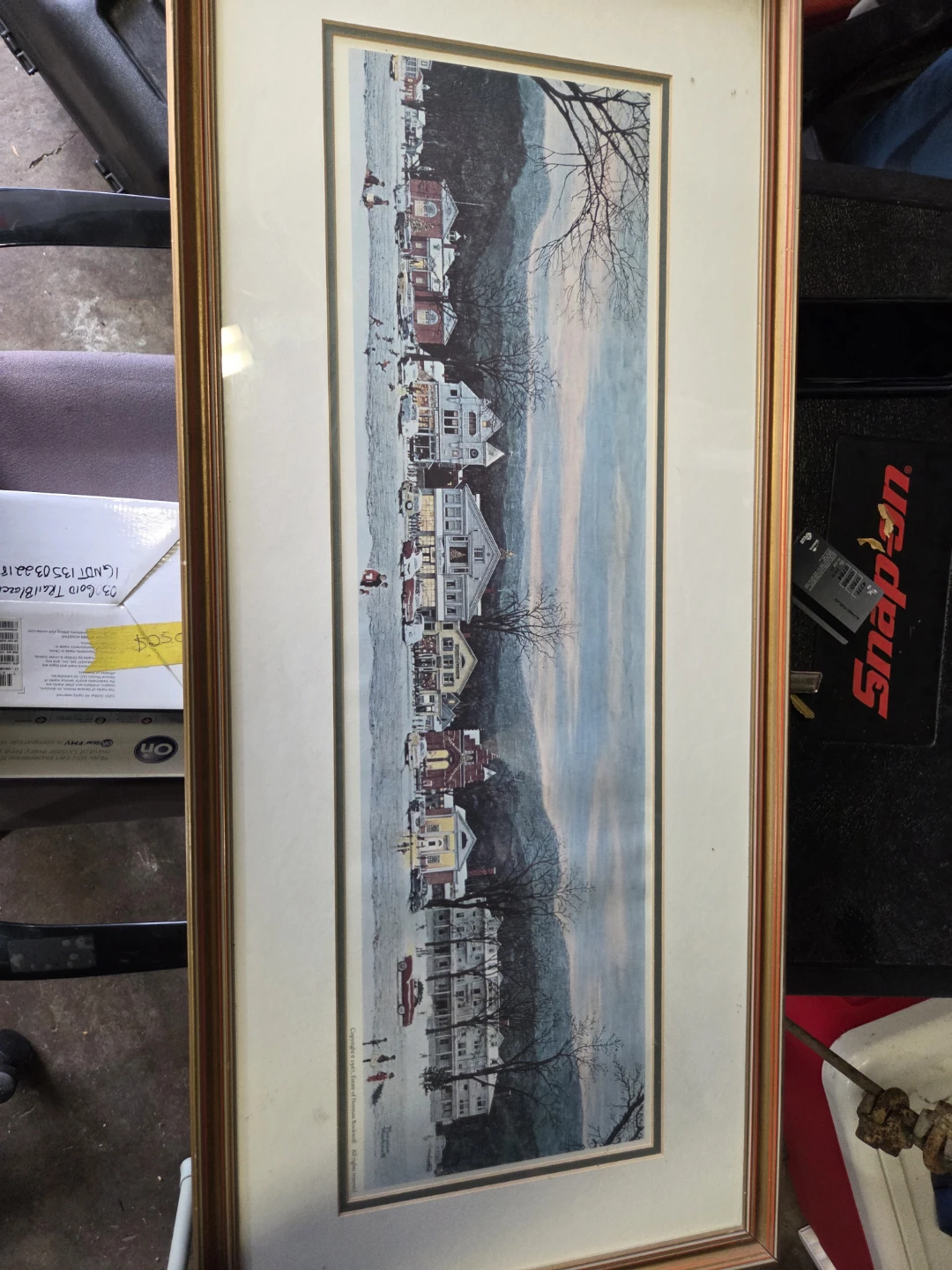 Norman Rockwell Framed Winter Village Print