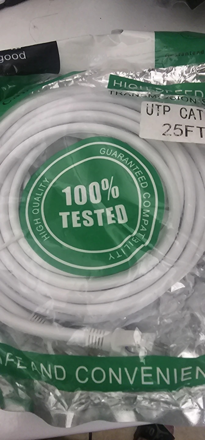 UTP CAT6 Ethernet Cable 25ft