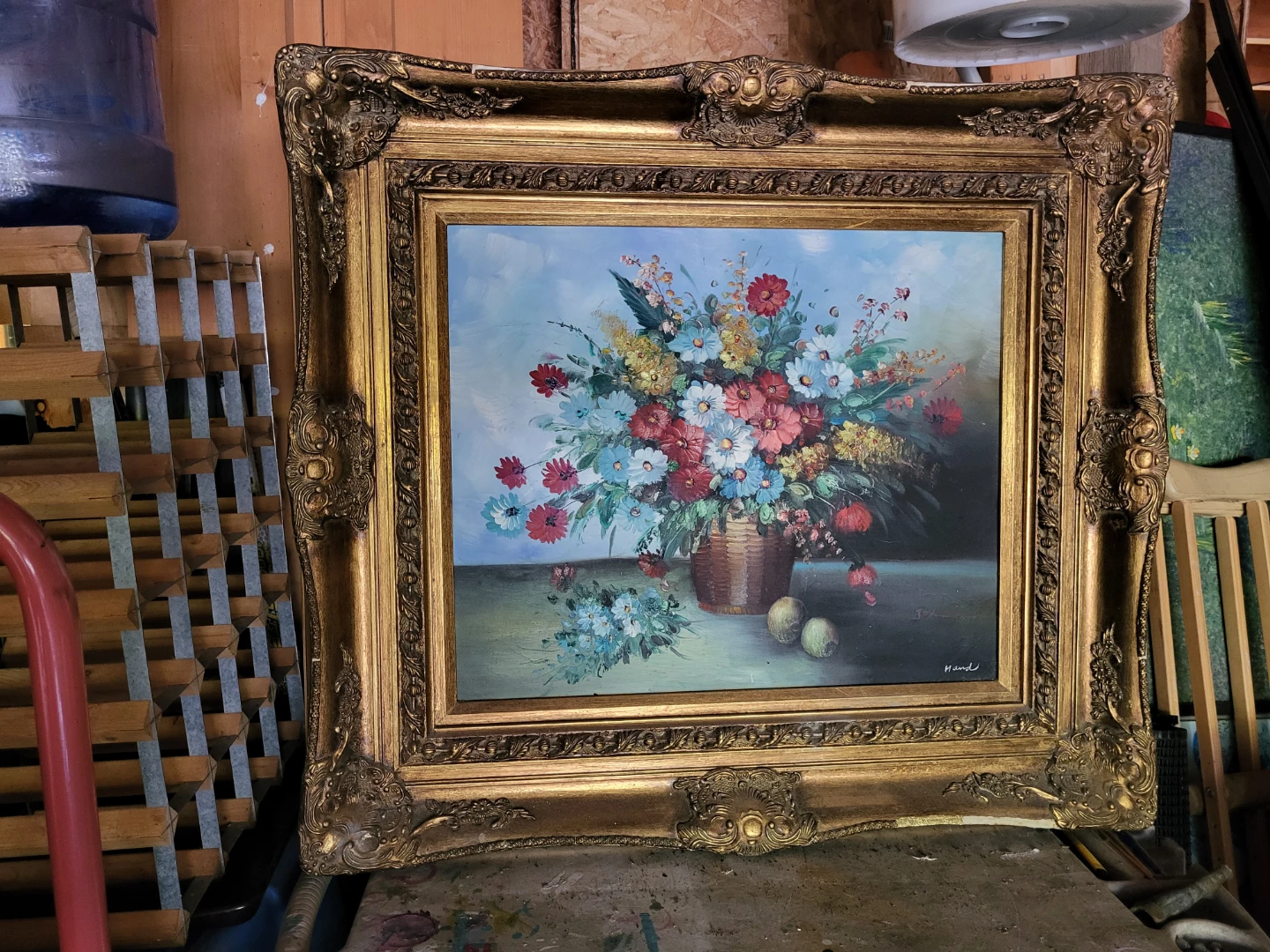 2 vintage Oil Paintings in Ornate Gold Frames
