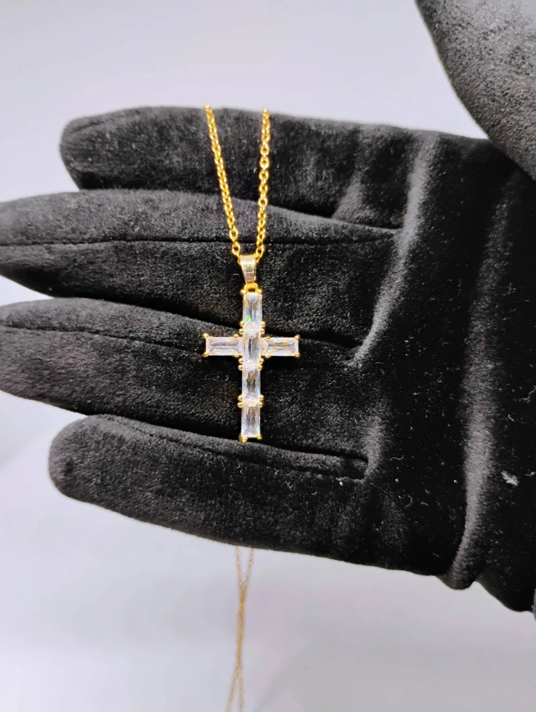 Emerald Stones Latin Cross Necklace
