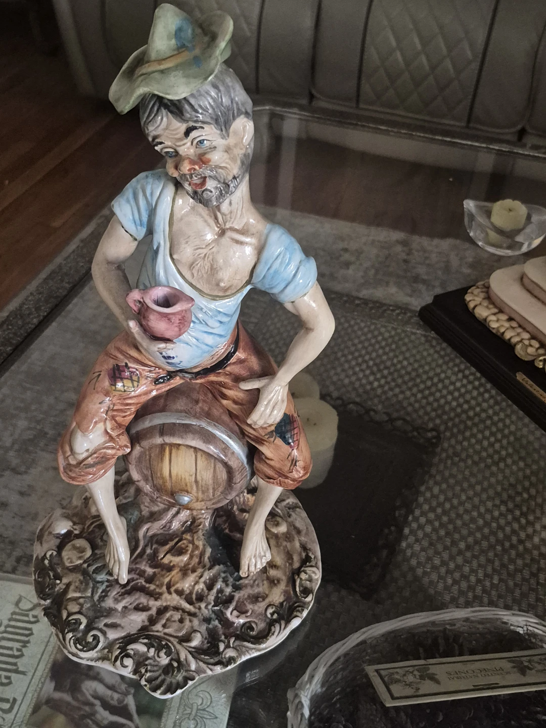 Ceramic Hobo Figurine Sitting on Bench - photo 2