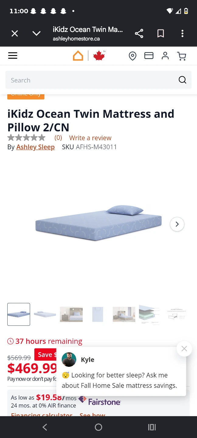 iKidz Ocean Twin Mattress and Pillow