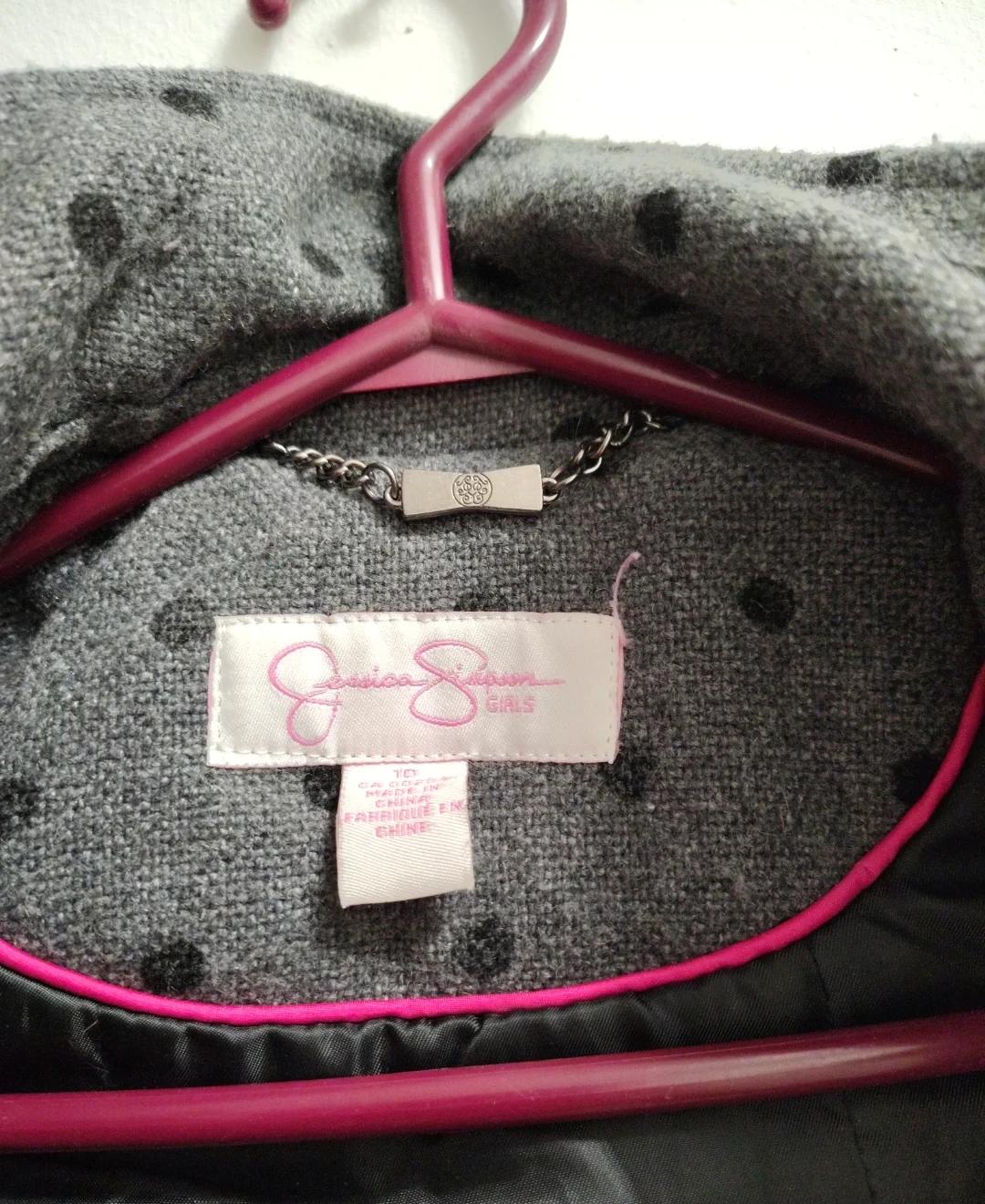 Grey polka dot hooded  dress coat - photo 4