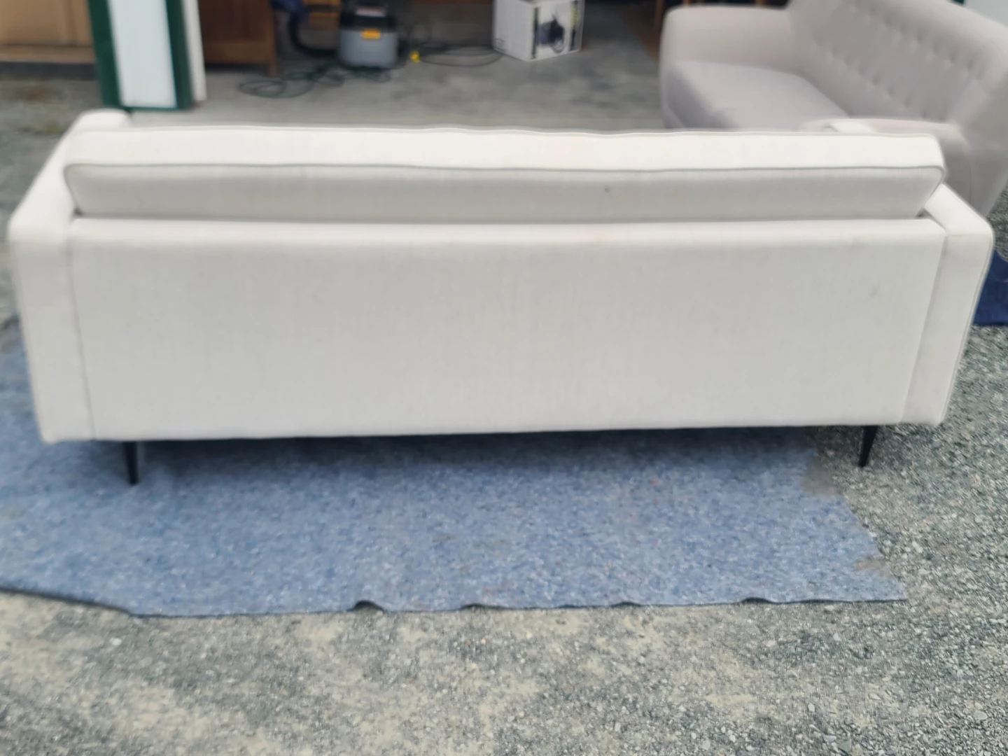 Off-White Tufted Mid-Century Modern Sofa & Matching Armchair Set - photo 5