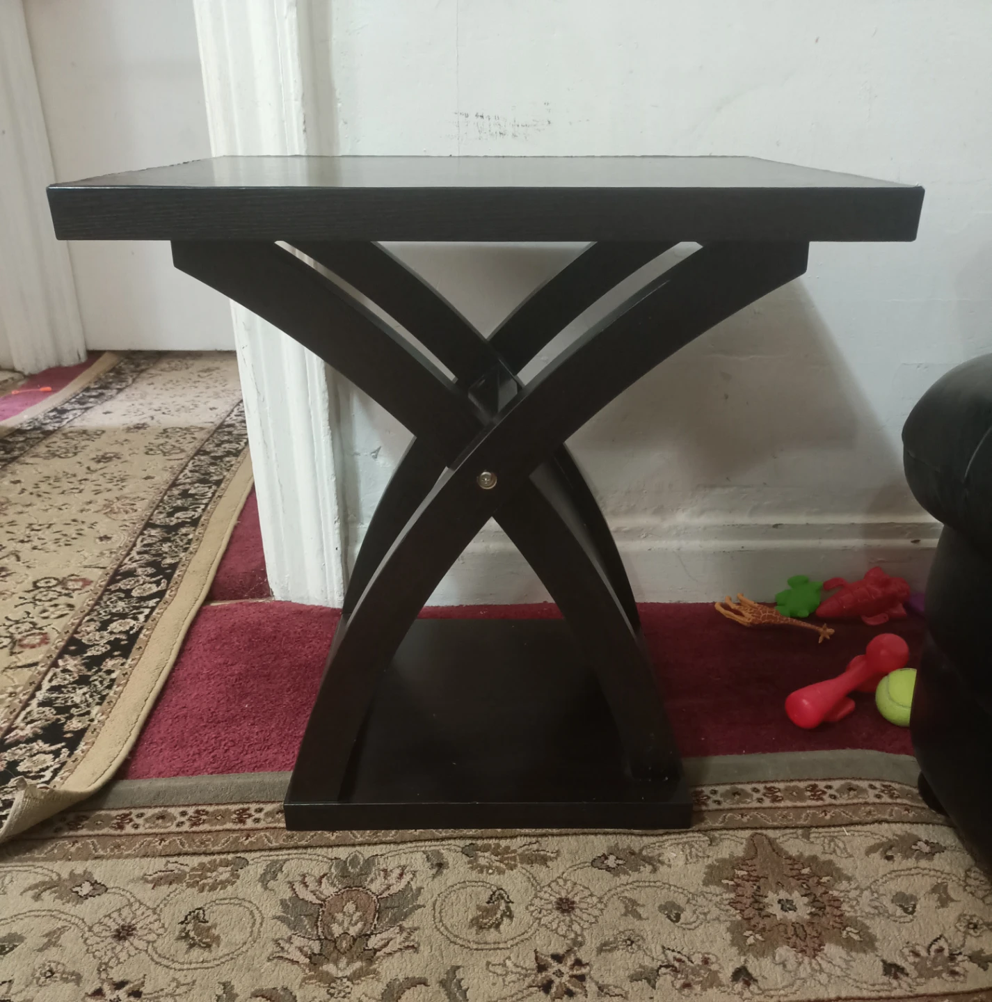 Dark Brown X-Frame Side Table