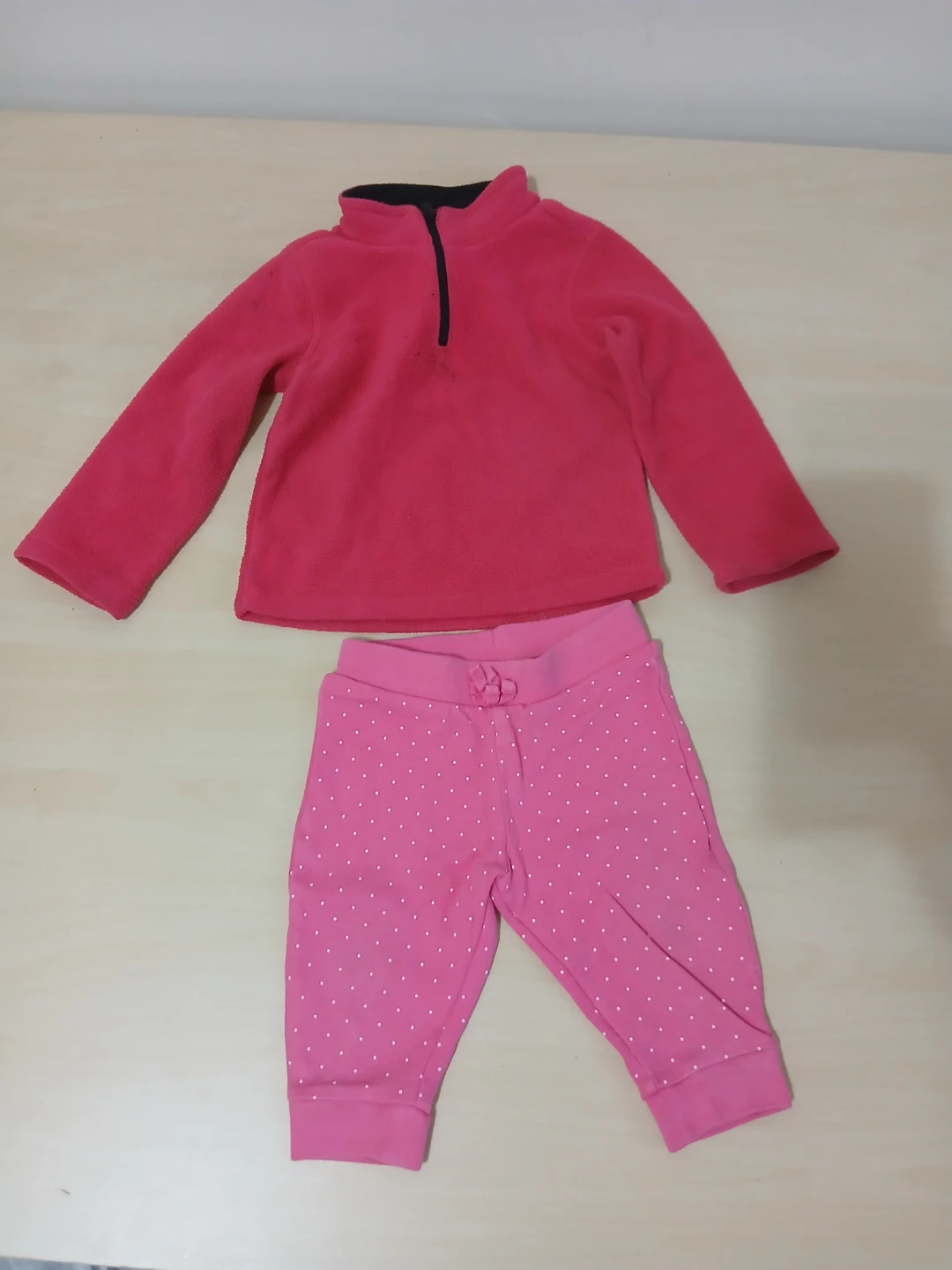 Toddler Pink Fleece Top and Polka Dot Pant Set🏈