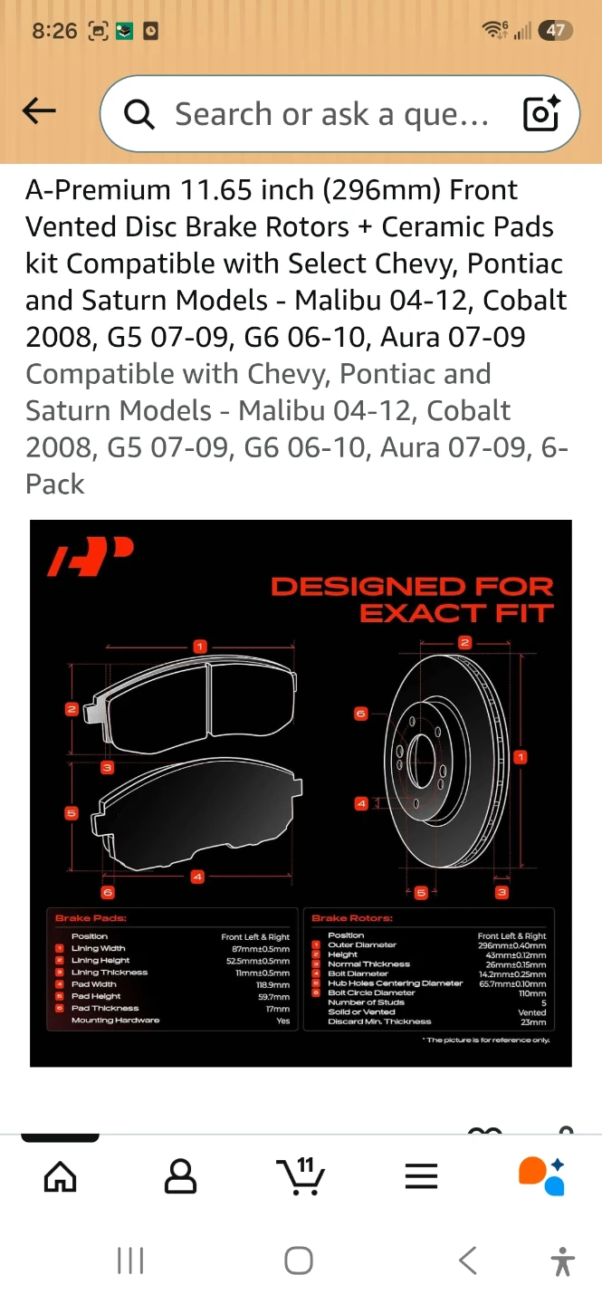 A-Premium Front Vented Brake Rotors and Ceramic Pads Kit - photo 4
