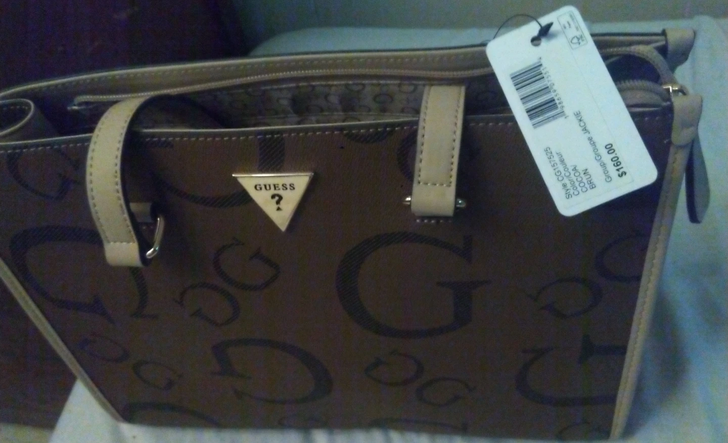 Guess Jackie Tote Handbag - Cocoa Brown