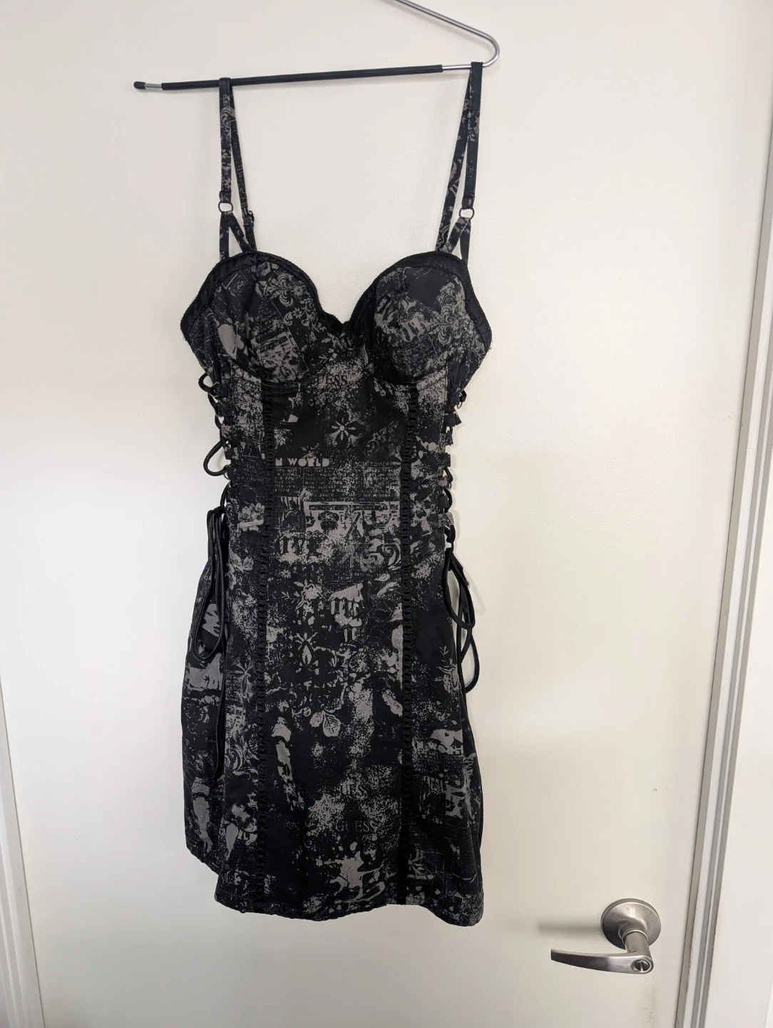Guess Graphic Print Lace-Up Mini Dress