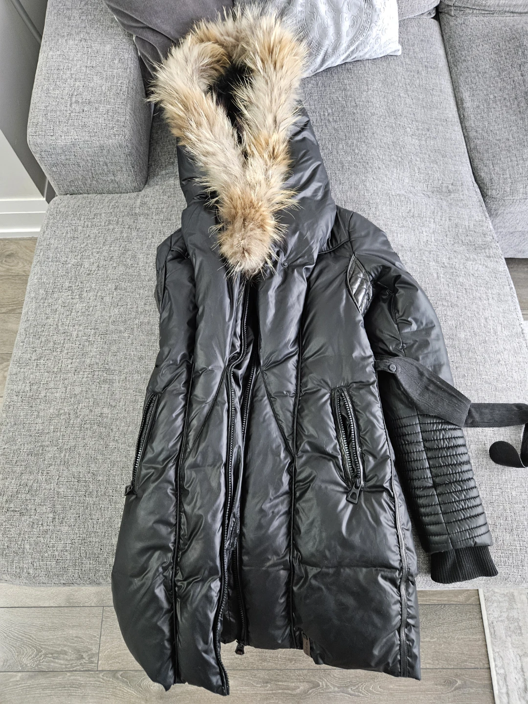 Rudsak Black Down Puffer Coat with Fur Trim size XS - photo 2