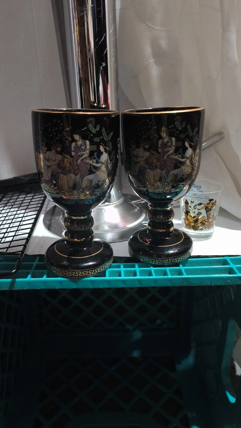 Greek Style Goblets and Shot Glass Set