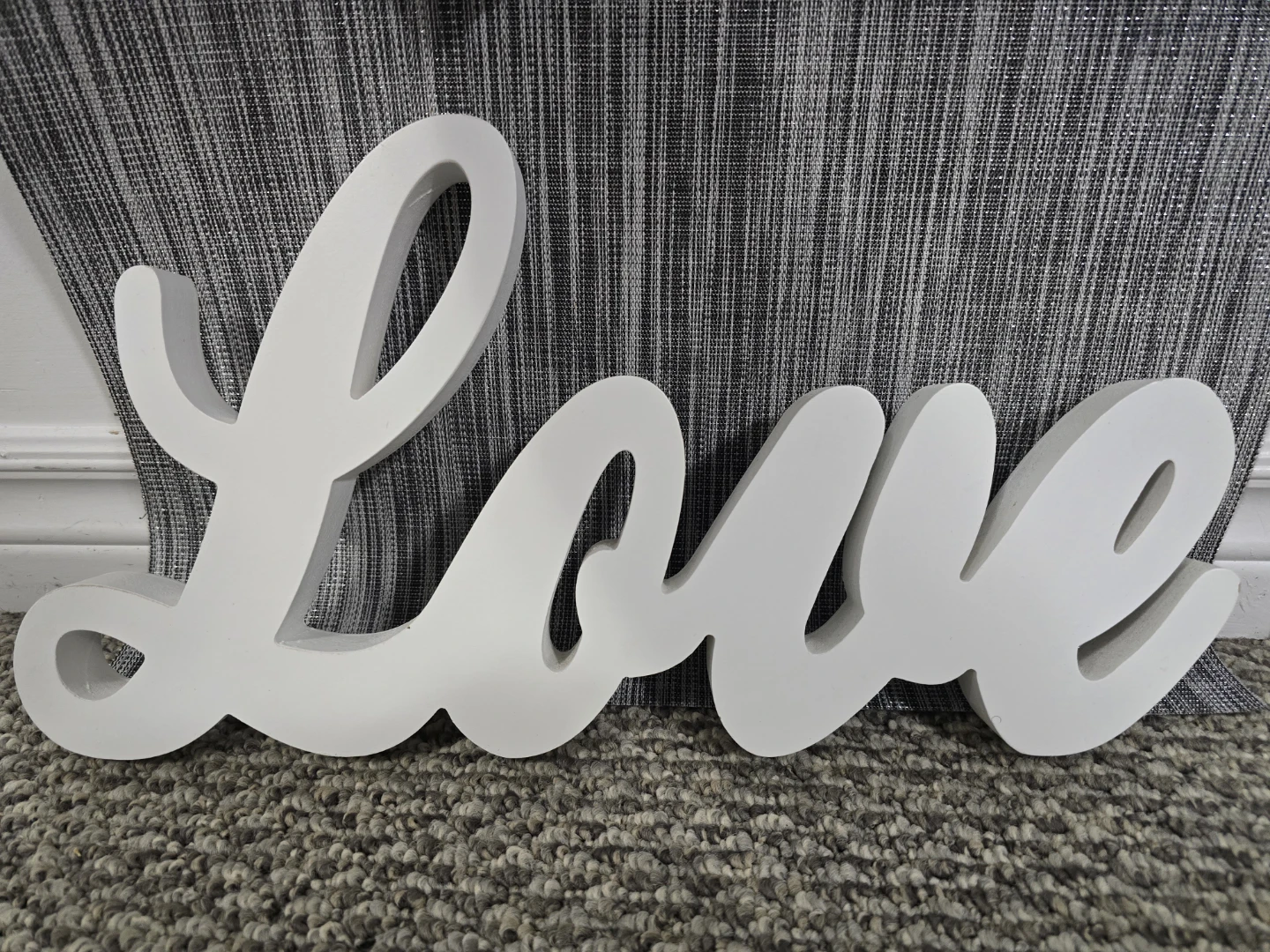 White Wooden Love Script Sign - photo 2