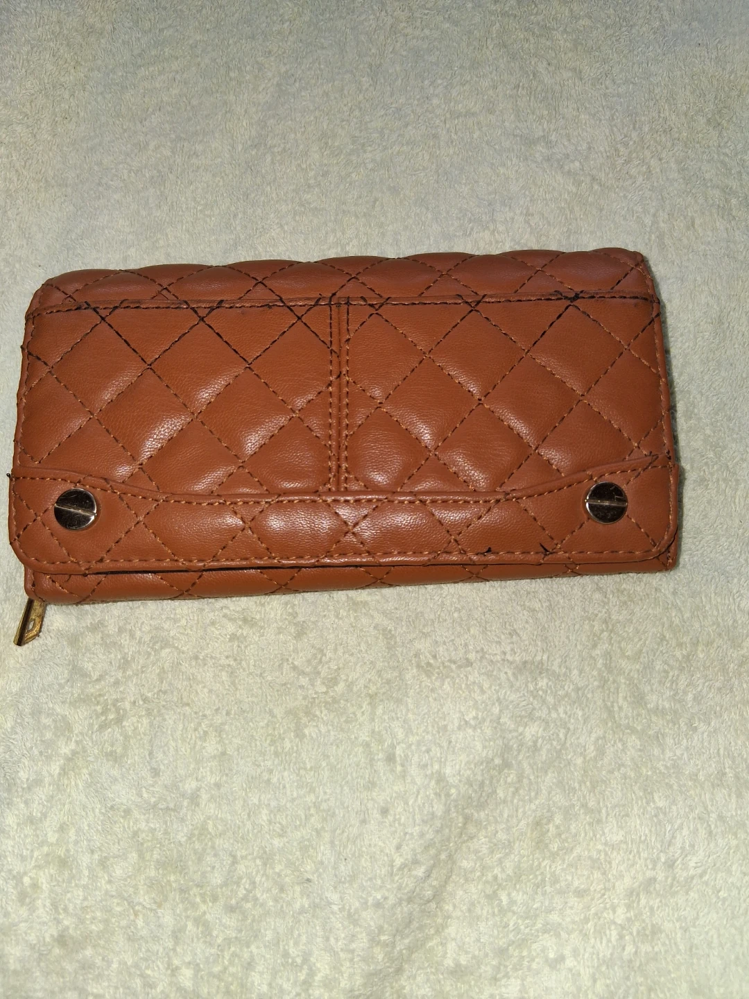 Quilted Brown Leather Long Wallet - photo 5
