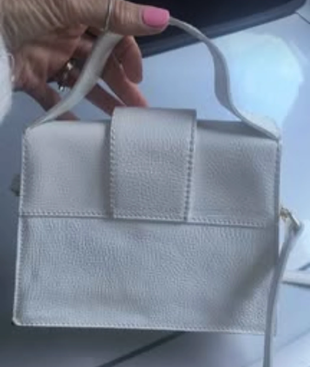 White Structured Crossbody / Handbag with Gold Hardware - photo 2