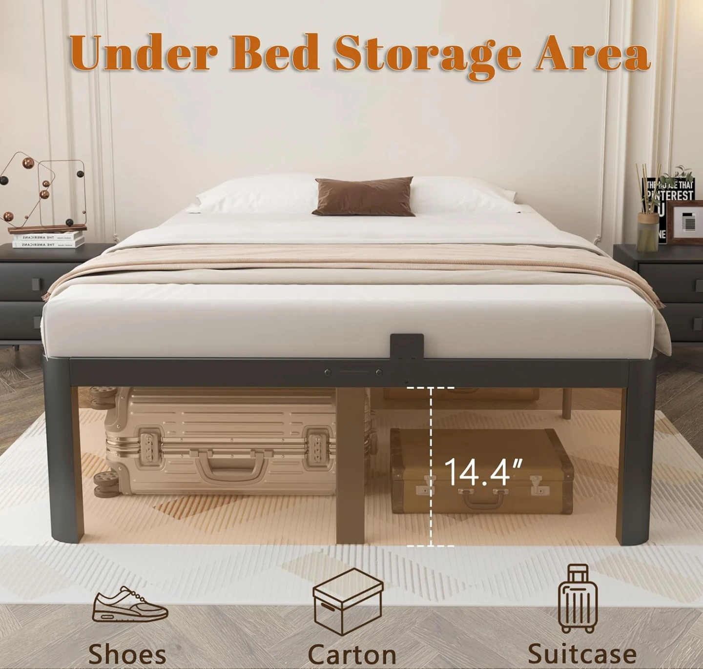 NEW 16" High Full/ Double Size Heavy Duty Metal Bed Frame - photo 3