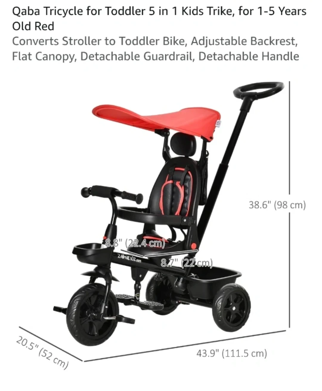 Qaba 5-in-1 Toddler Tricycle - Red