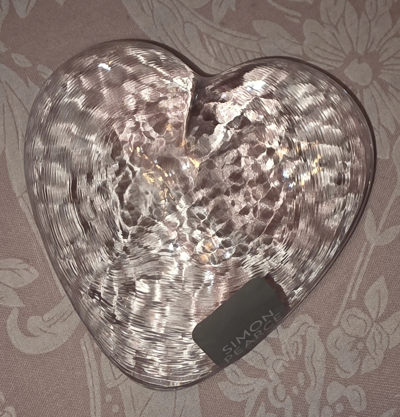 Simon Pearce Glass Heart paperweight 3.5 in