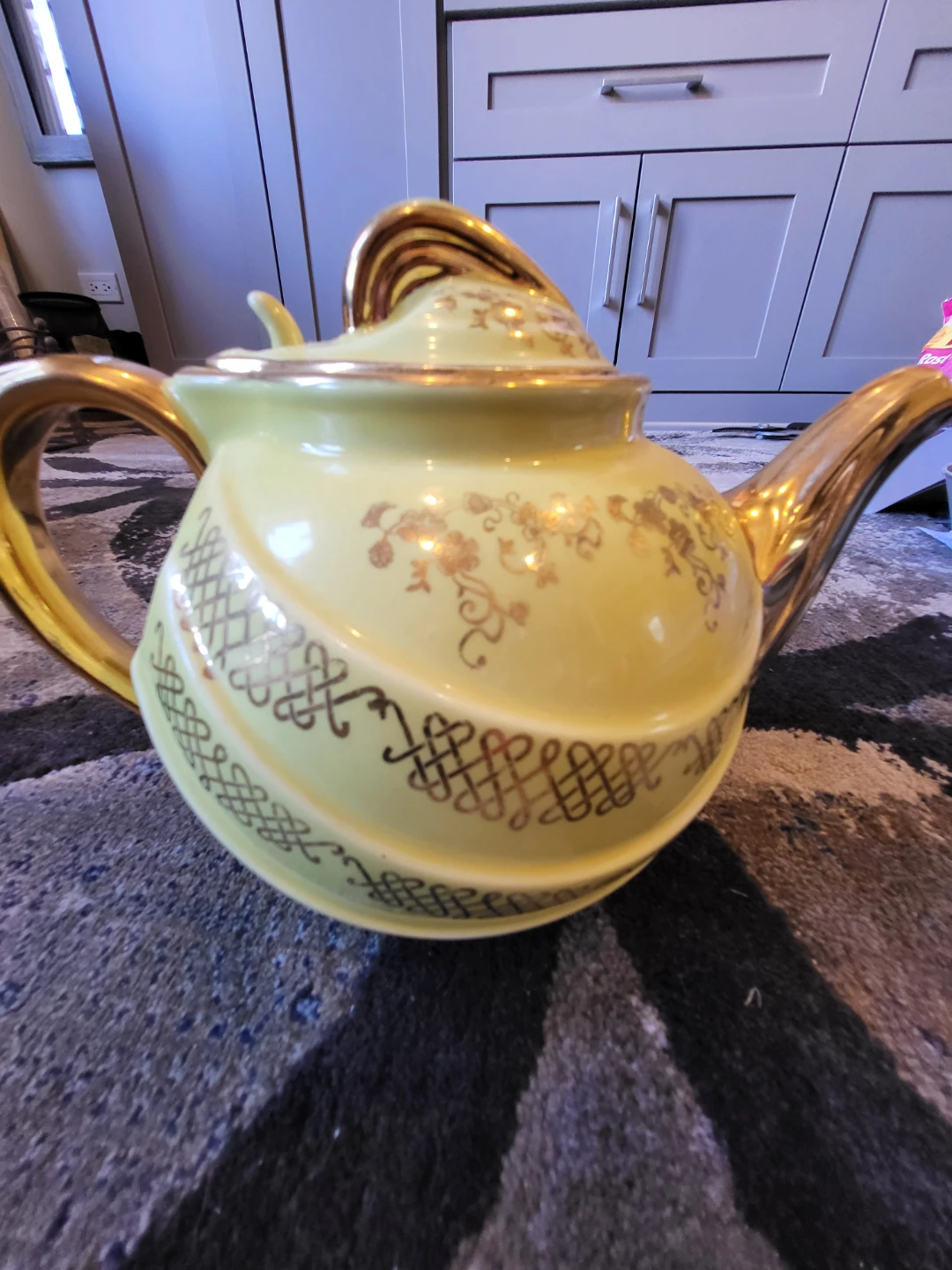 Hall Pottery 6 Cup Teapot Yellow and Gold