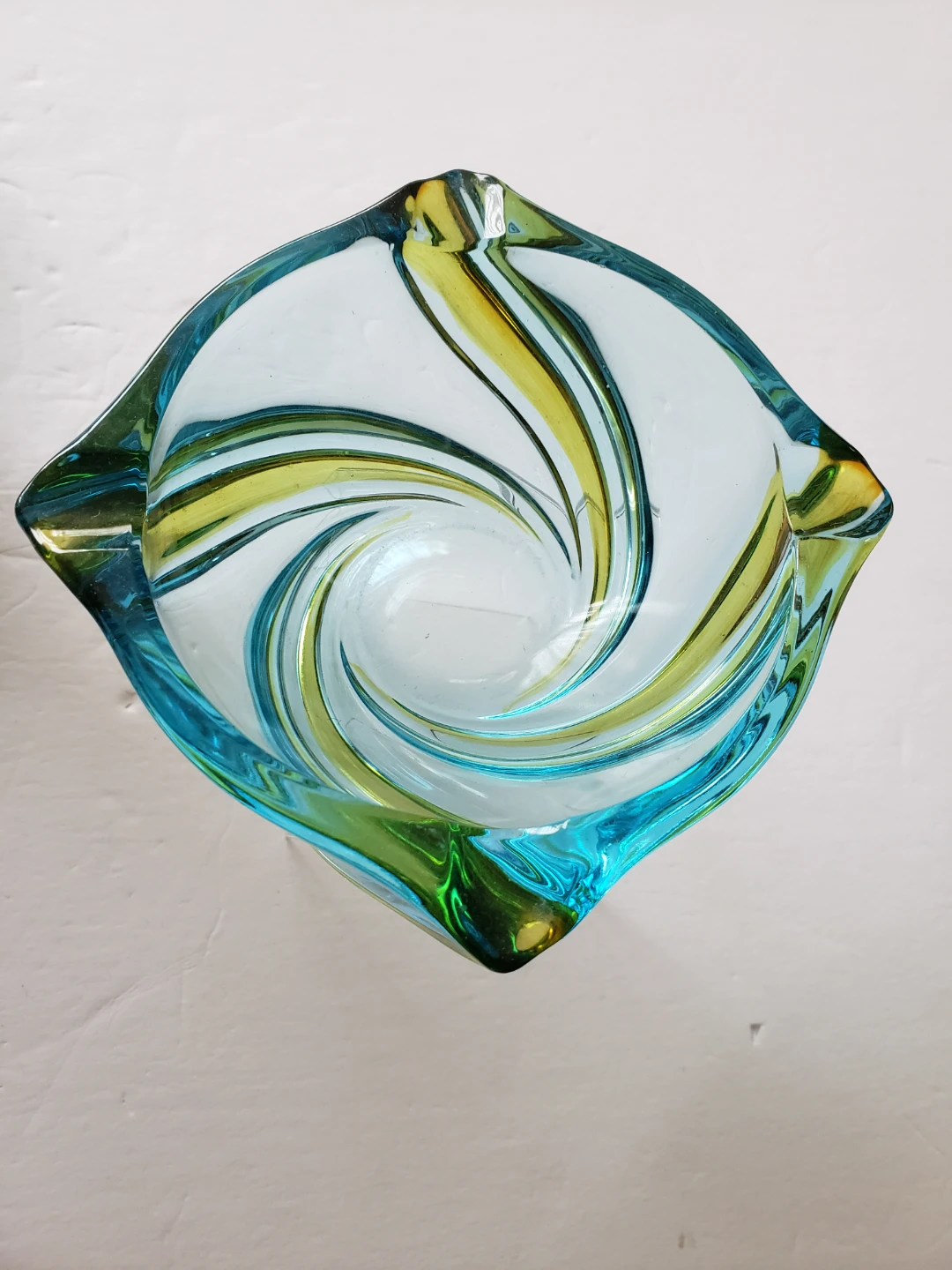 Vintage Mid-Century Modern Blue and Green Glass Ashtray - photo 4