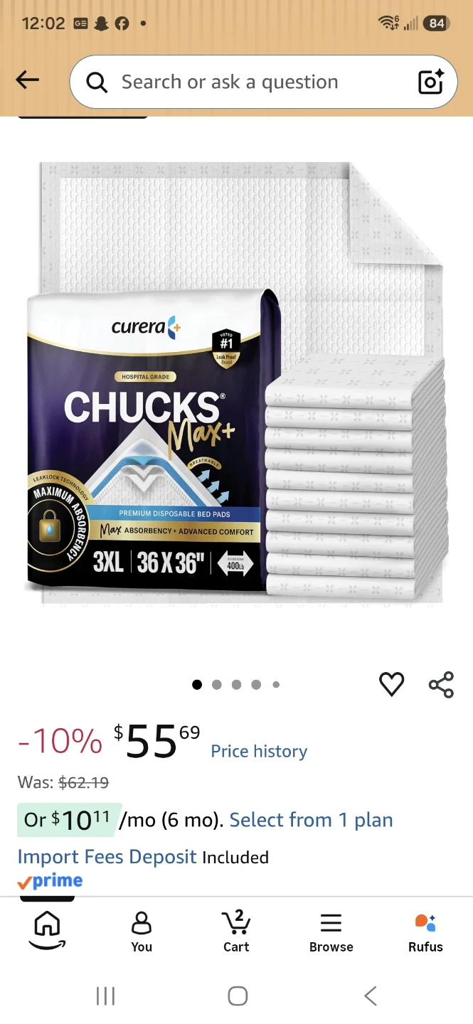 Curera CHUCKS Max+ Disposable Bed Pads 3XL