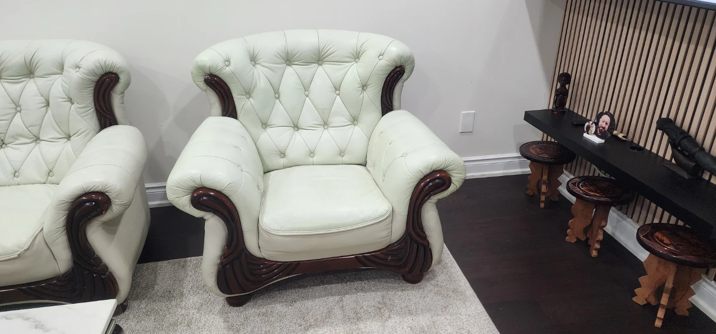 3-Piece Tufted Leather Sofa Set - photo 3