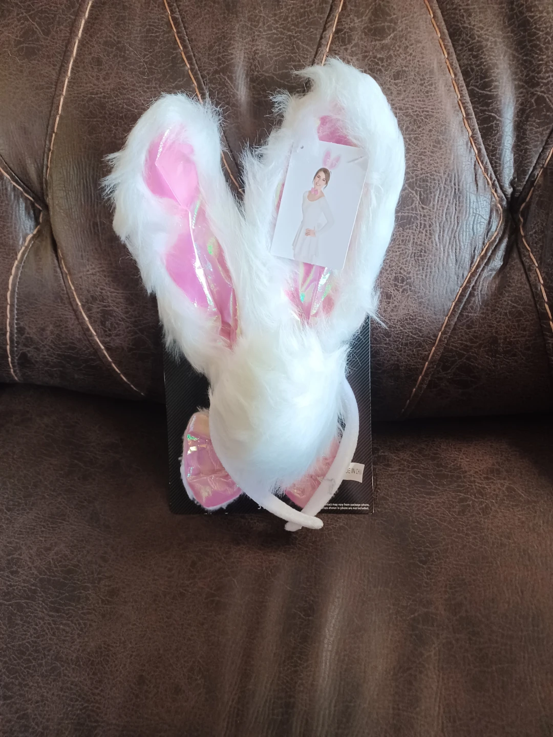 White Fluffy Bunny Ear Headband