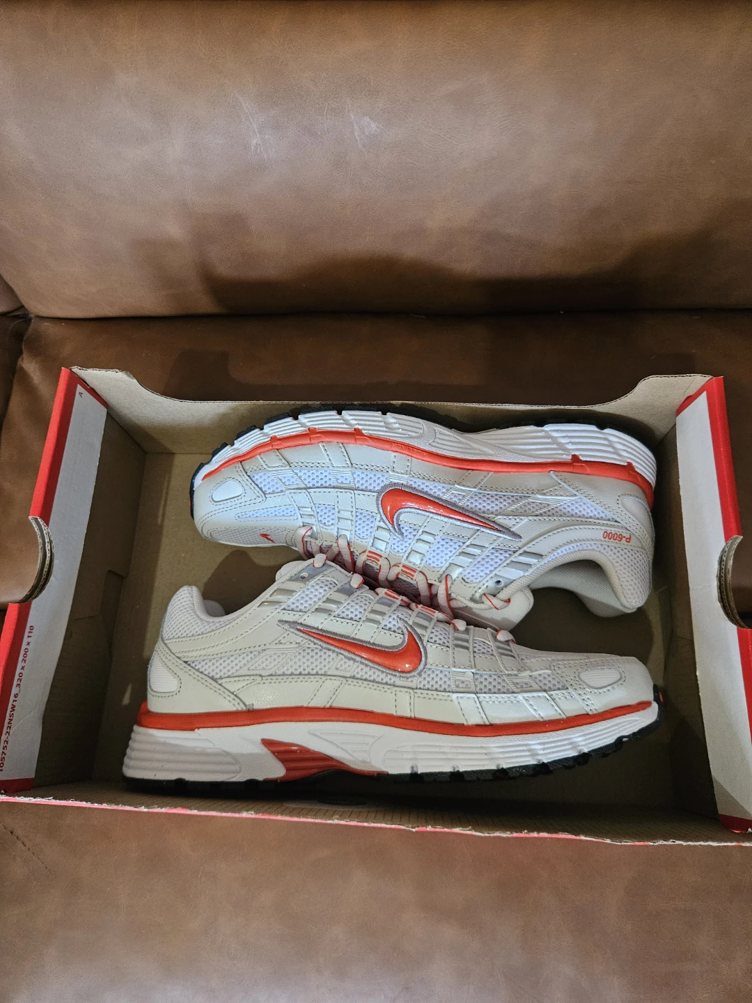 Nike P-6000 White and Picante Red Sneakers