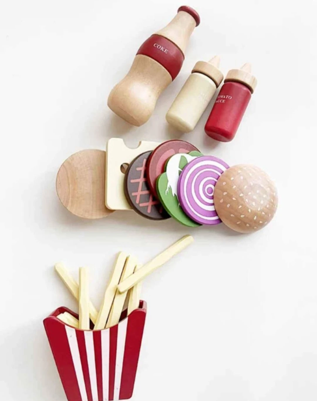 Kids Wooden Kitchen Toys Hamburger Set - photo 2