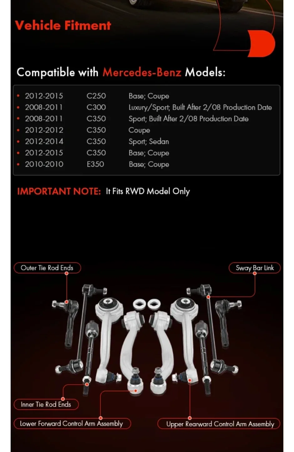10Pc Front Suspension Kit for Mercedes-Benz - photo 3