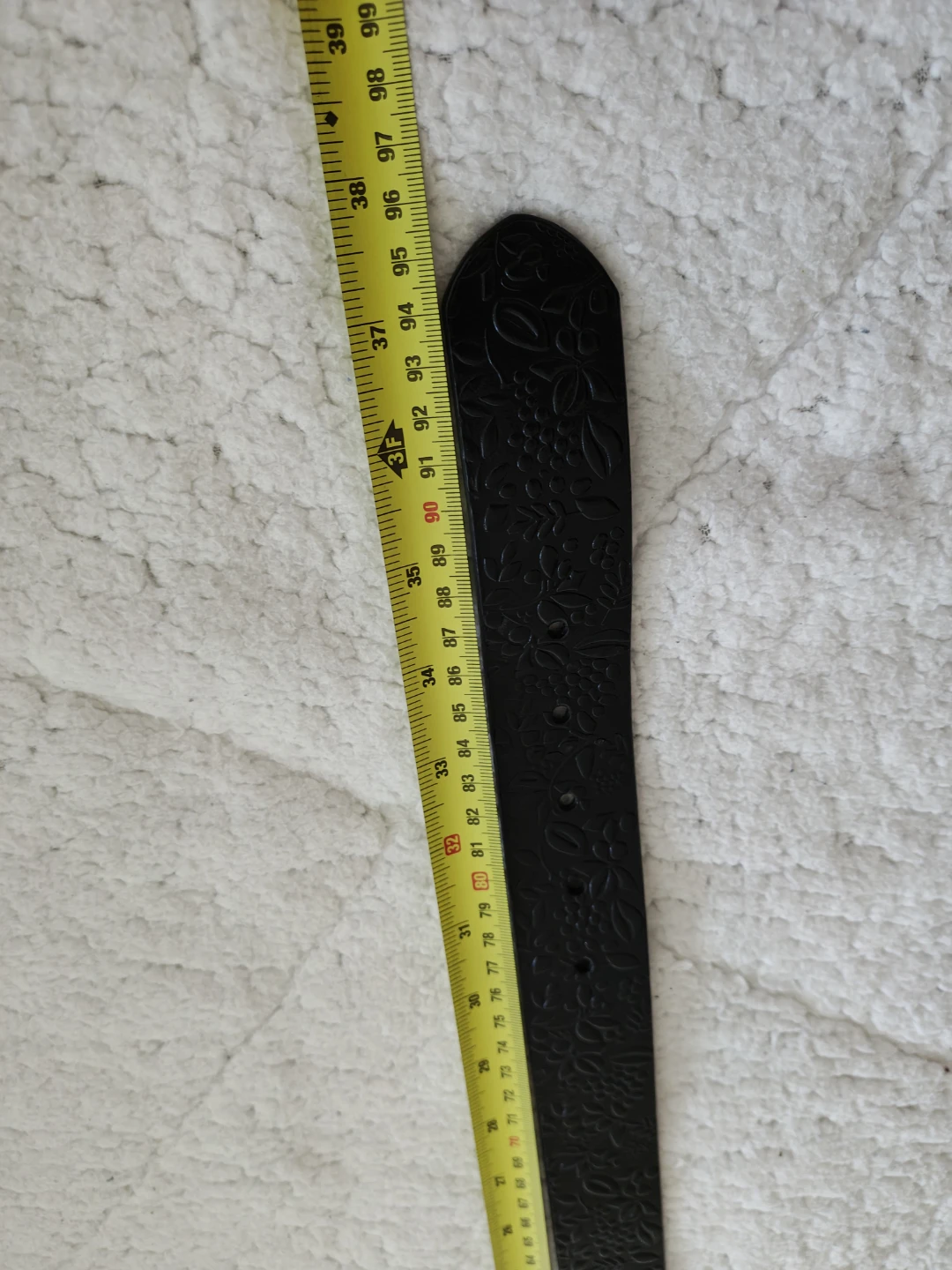 Black Genuine Leather Belt with Floral Embossing - photo 5