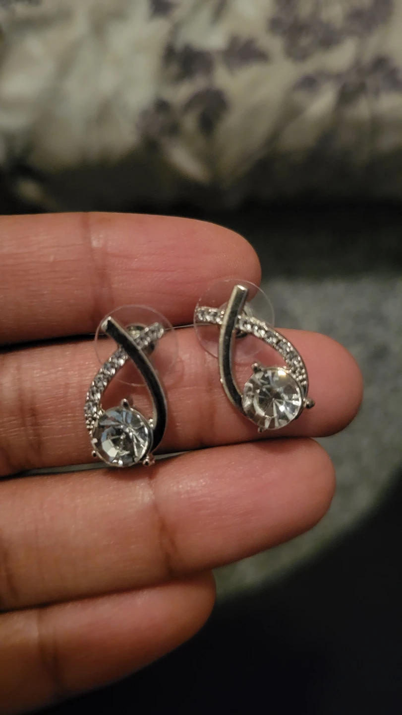 Silver-Tone Crystal Stud Earrings🏈 - photo 2