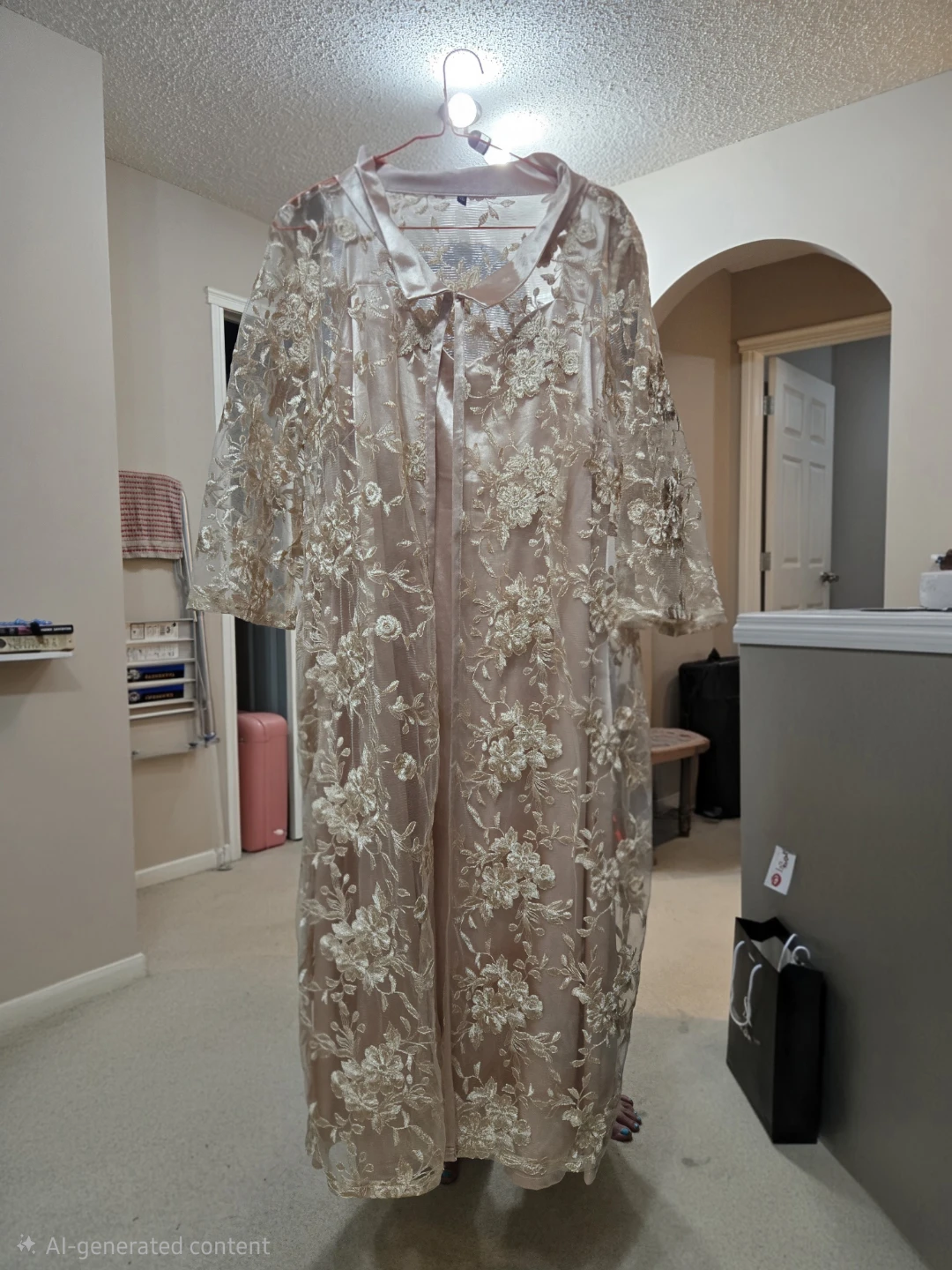Champagne Lace Embroidered Dress