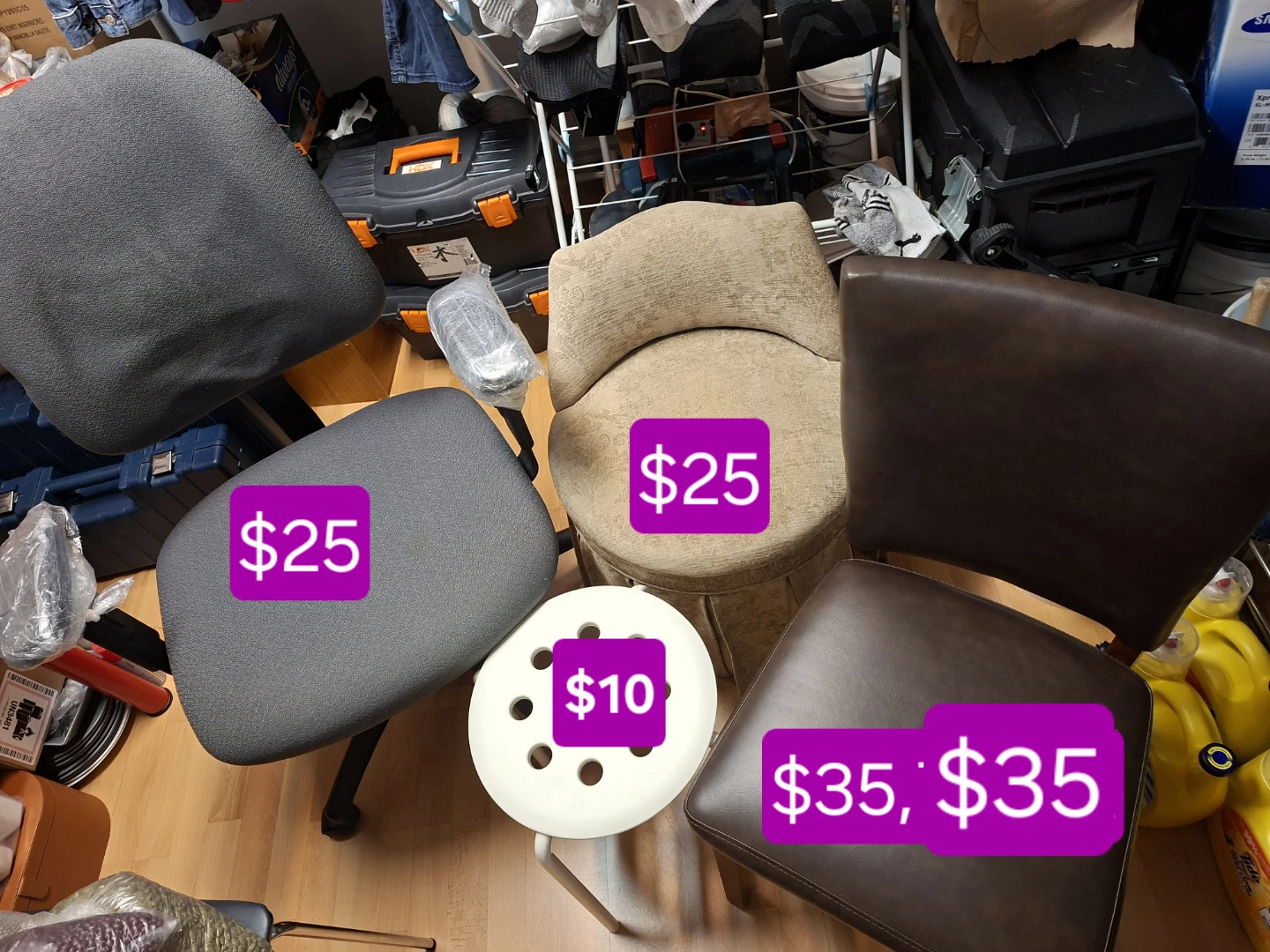 Assorted Chairs and Stool