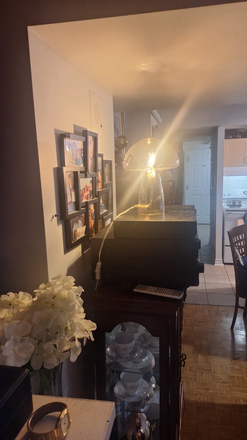 Amber Glass Mushroom Table Lamp - photo 3