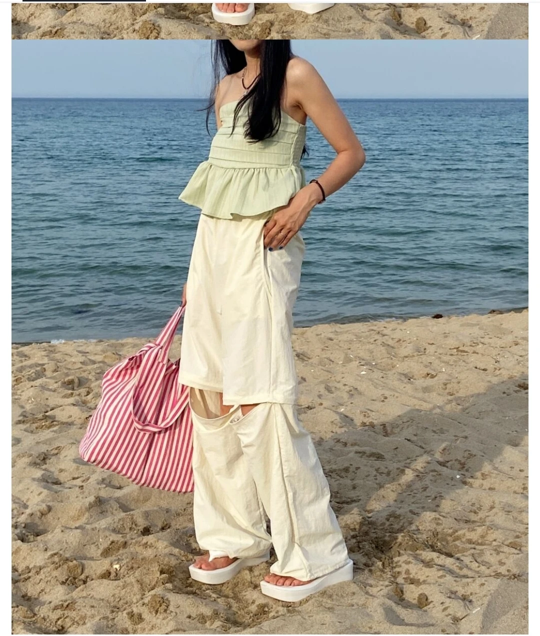 Cream Convertible Zip-Off Pants - photo 2