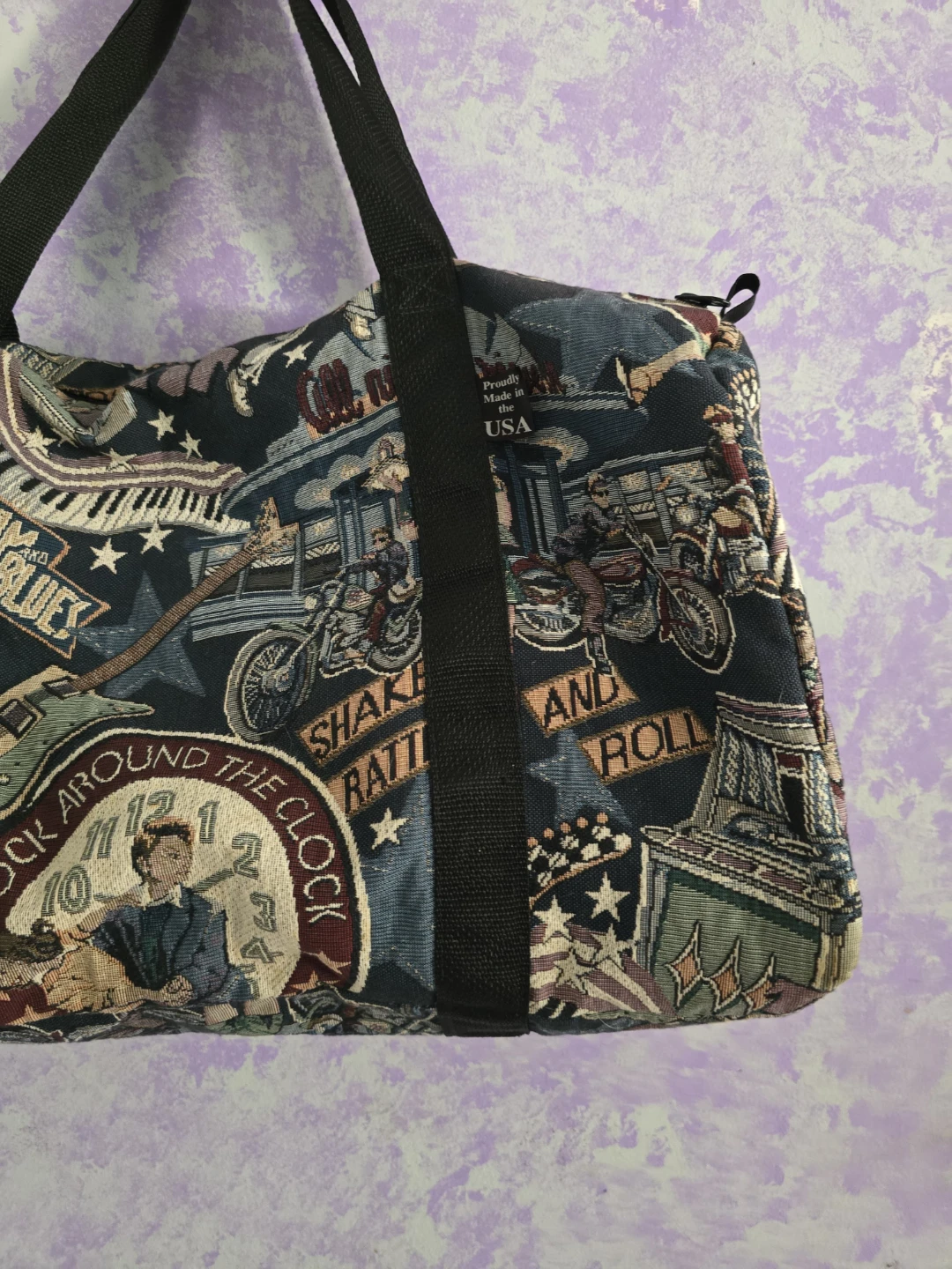 Vintage Rock & Roll Tapestry Duffel Bag - photo 5