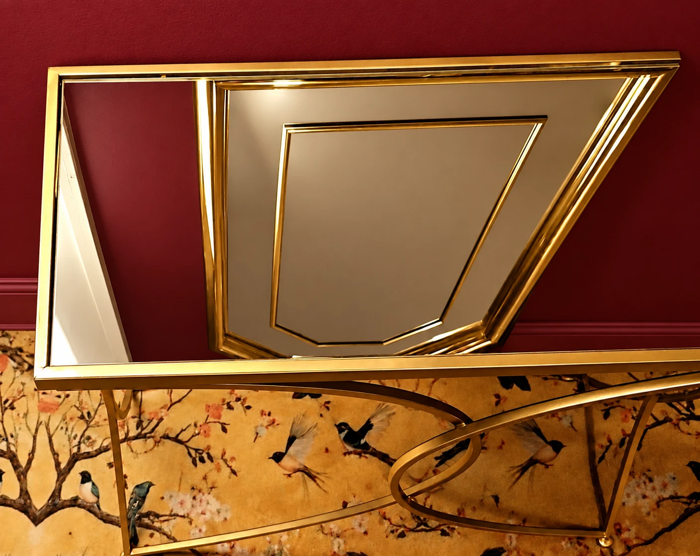 Vintage 70s Gold mirrored console table 28 x 28 x 11 - photo 3