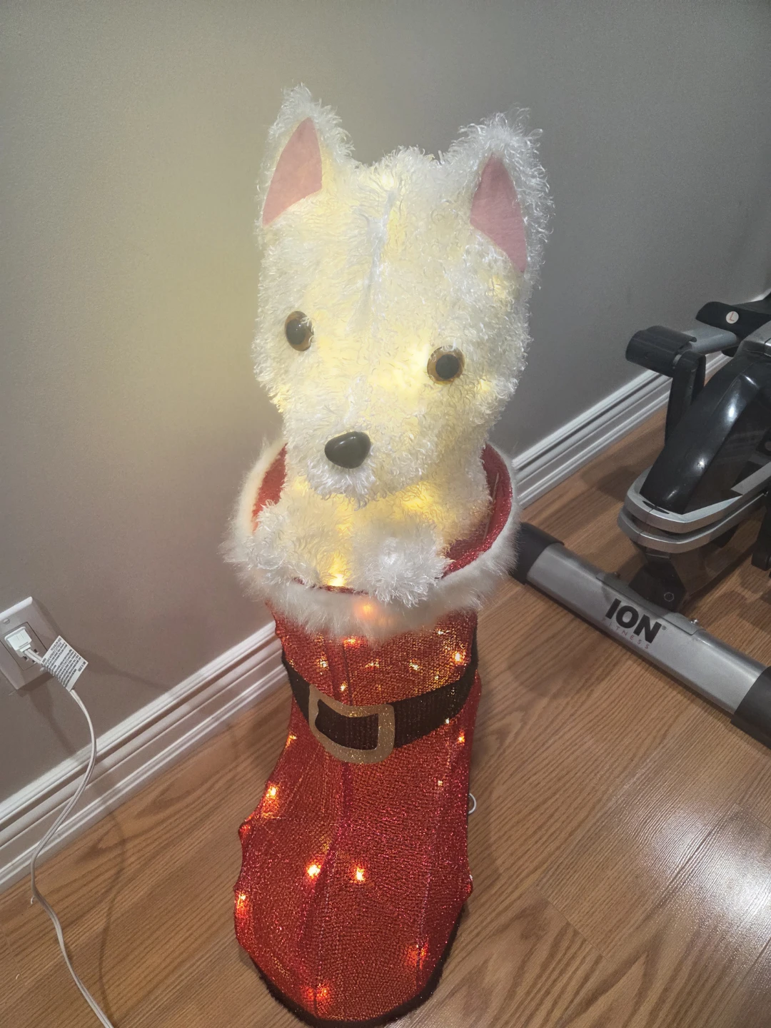 Light-up Christmas Dog in Stocking