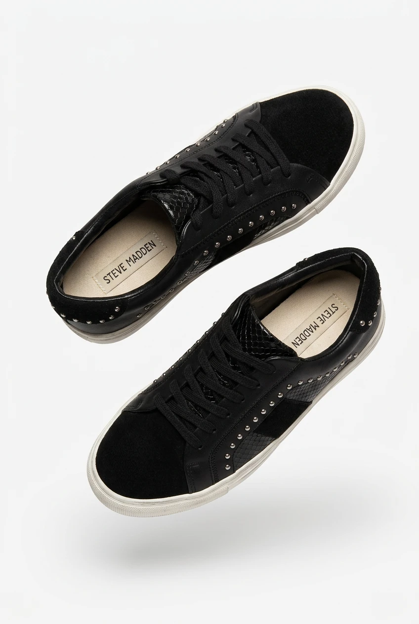 Steve Madden Zacy Studded Sneakers Black - photo 2
