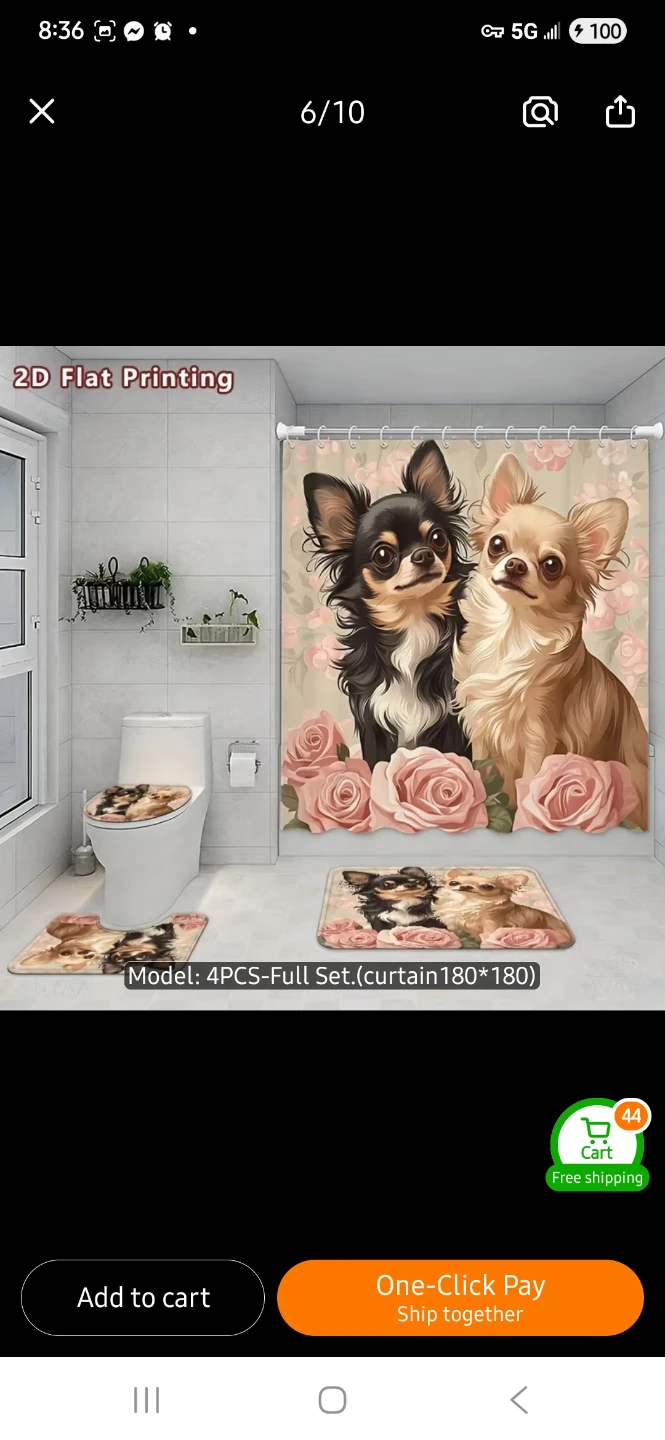 NEW Chihuahua and Rose Bathroom Set - photo 3