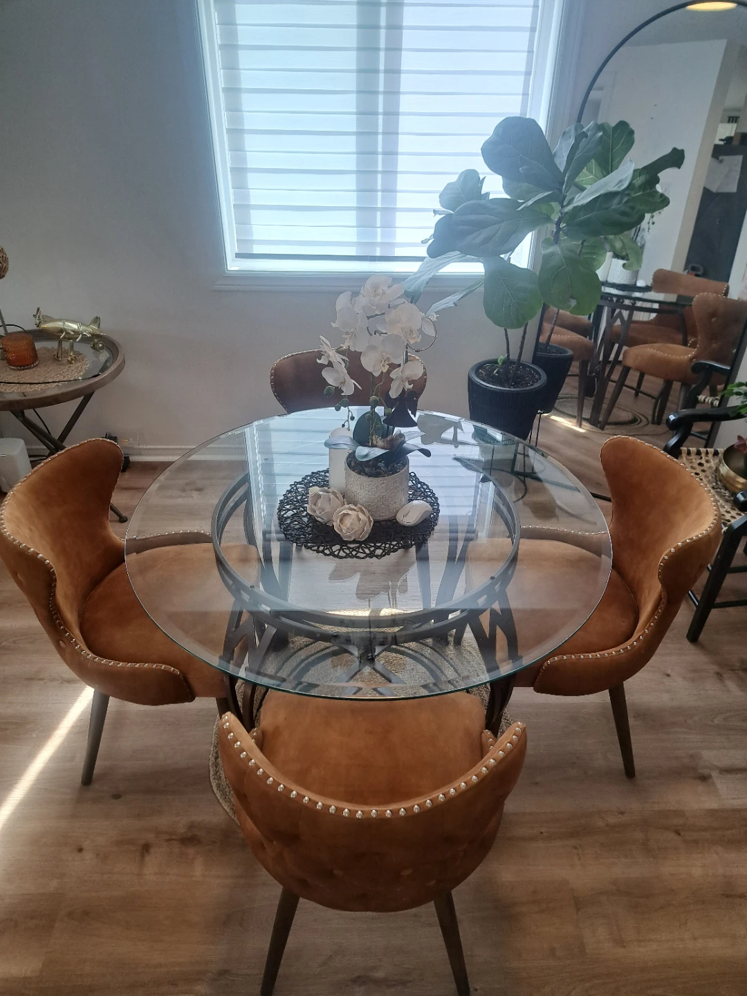 Glass Dining Table and Four Chairs Set