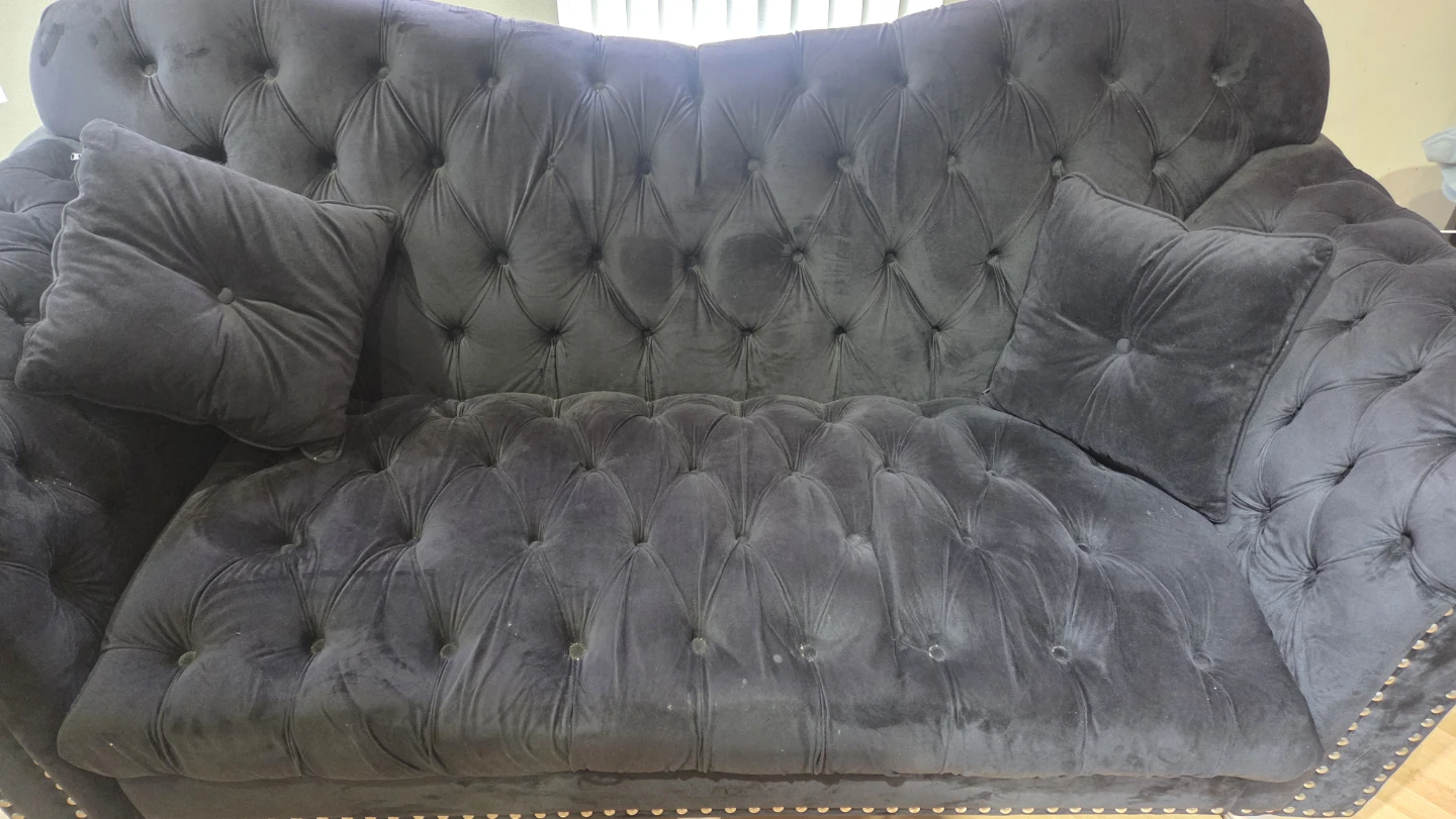 Black Velvet Tufted Sofa there's 2 similar