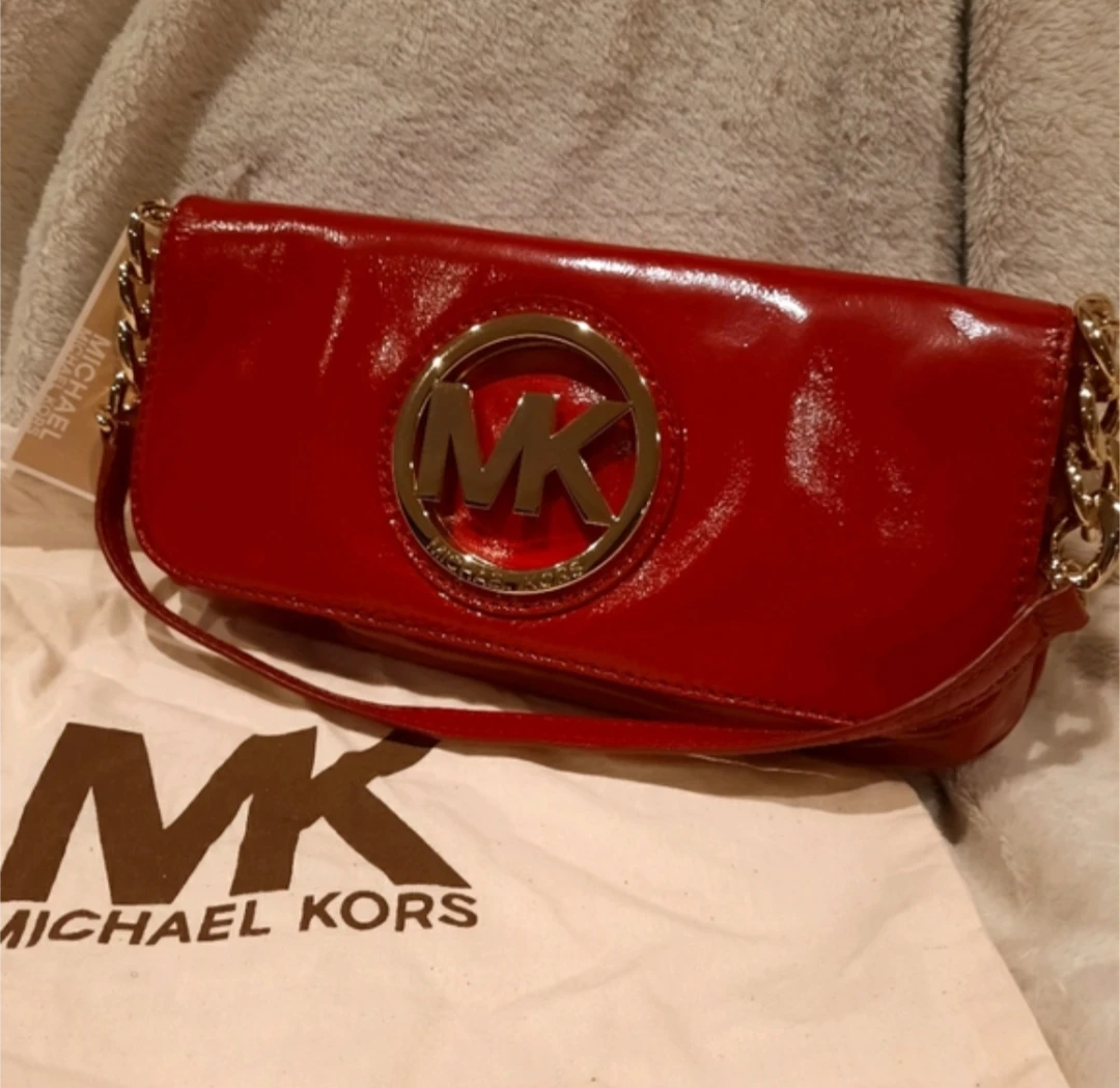 Michael Kors Red Patent Clutch Bag