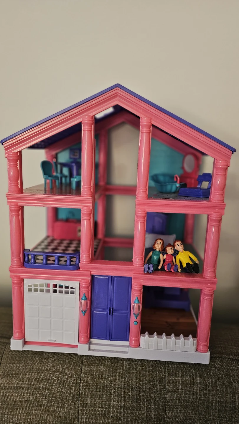 Three-Storey Dollhouse with Family Figures