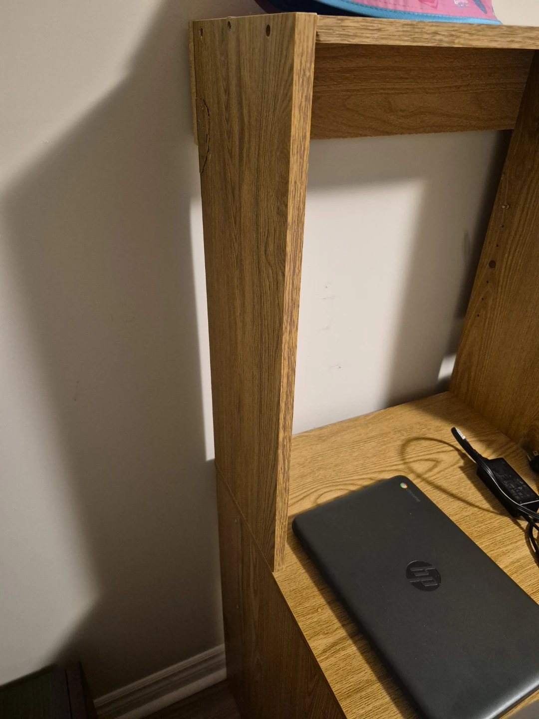 Oak Finish Desk with Hutch and Storage