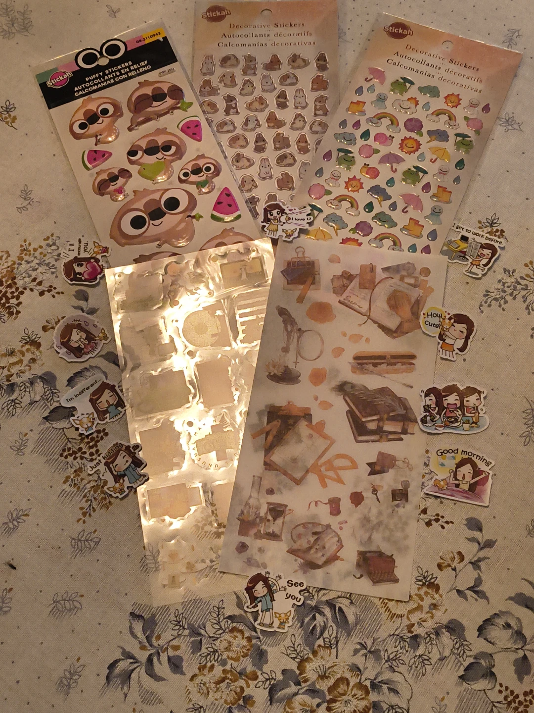 Assorted Decorative and Puffy Sticker Collection