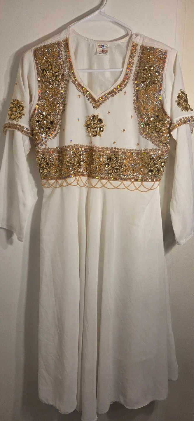Shahid Fashion White and Gold Embellished Dress - photo 4