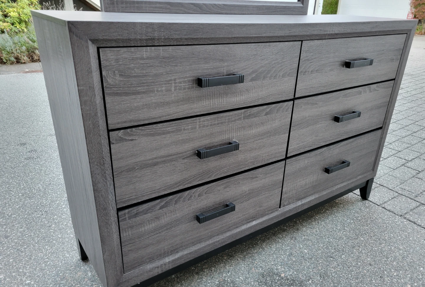 Beautiful Modern Charcoal Grey 6-Drawer Dresser with Mirror - photo 3