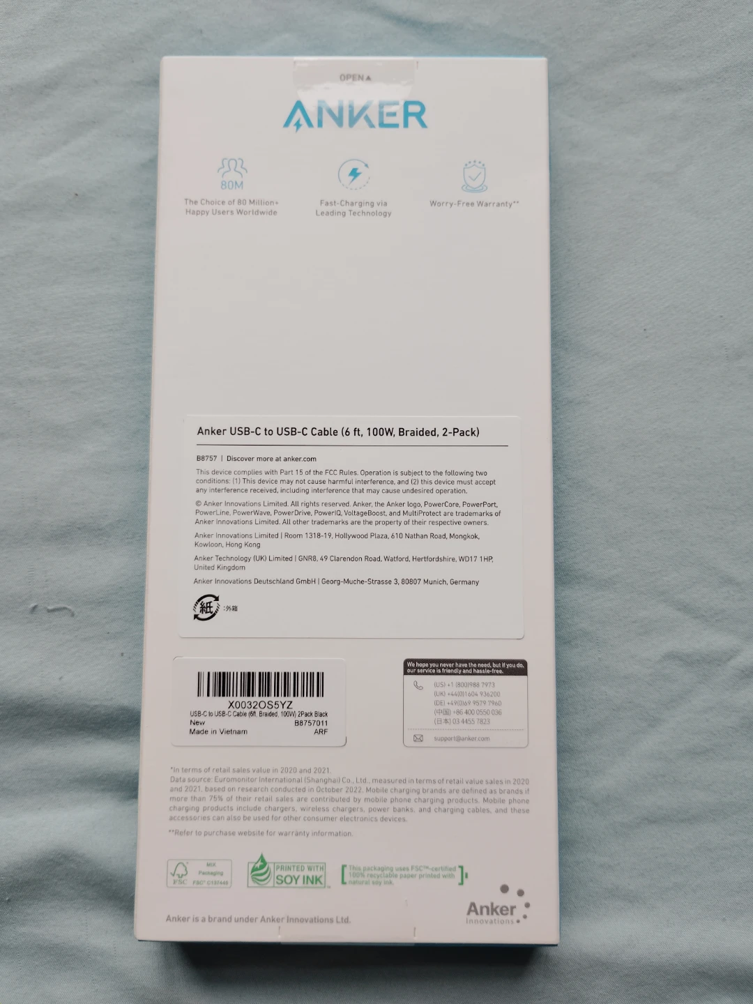 Anker USB-C to USB-C Cable 2-Pack 100W 6ft - photo 2